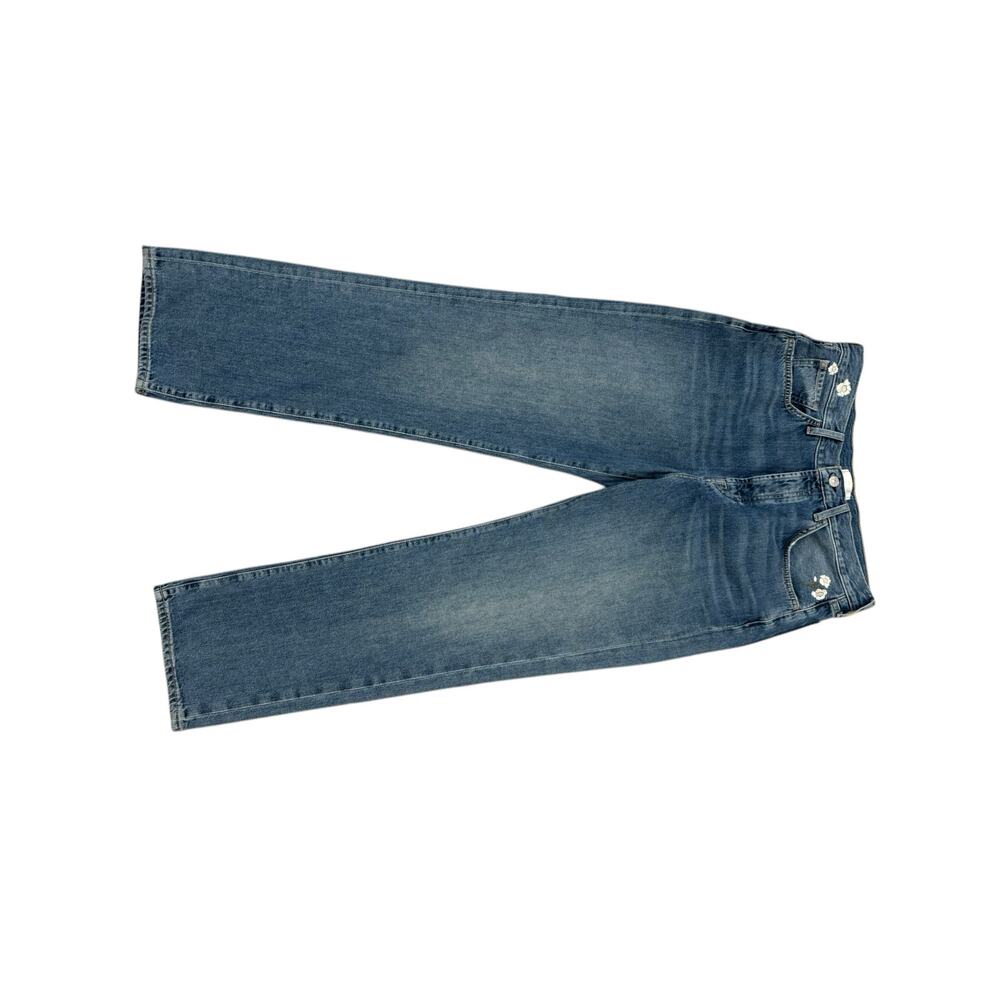 7 For All Mankind Jeans Womens 30x30 Blue Easy Straight Floral Embroidered